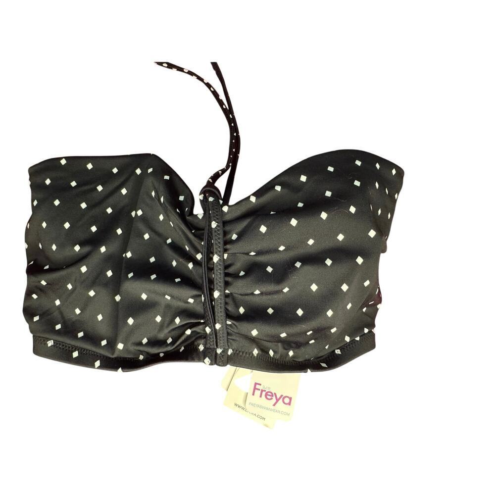 Black with white diamonds bikini top NWT size 30 G